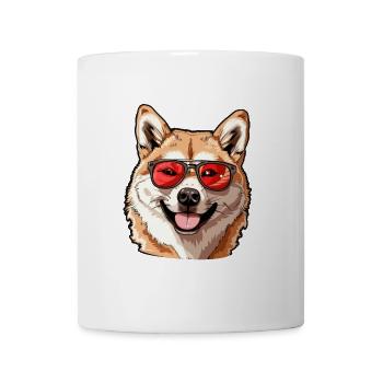 Akita, dog, sunglasses, summer - Mug - white - Front