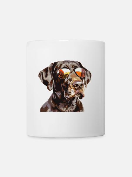 German Shorthair, chien, lunettes de soleil, été - Mug blanc - blanc