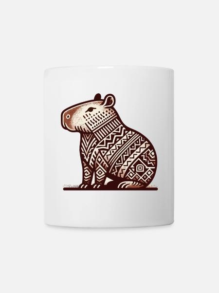 Sitzendes Wasserschwein im südamerikanischen Stil - Tasse - Weiß