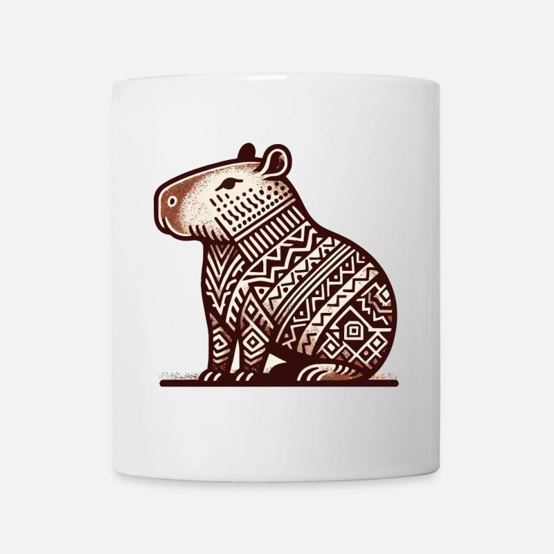 Sitzendes Wasserschwein im südamerikanischen Stil - Tasse - Weiß