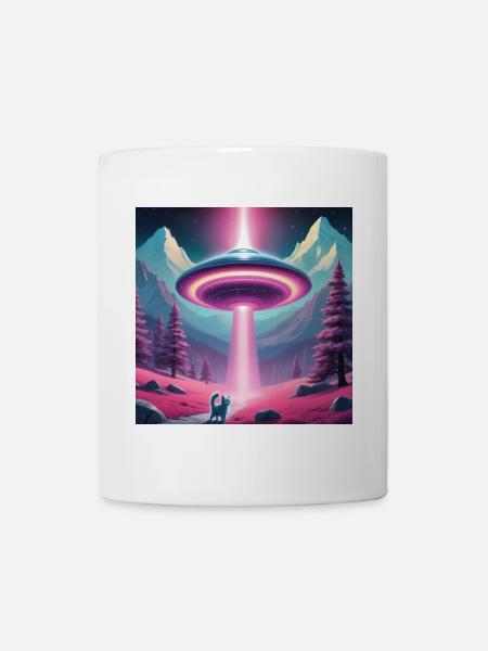 Ufo mit Kätzchen - Tasse - Weiß
