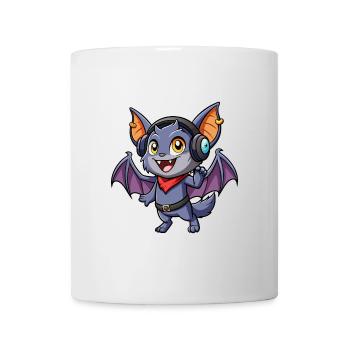 Chauve-souris drôle de personnage de dessin animé Musique de casque - Mug blanc - blanc - Devant