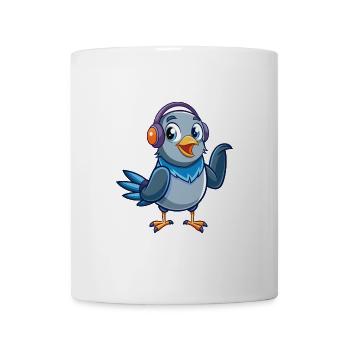 Taube Lustige Zeichentrickfigur Kopfhörer Musik - Tasse - Weiß - Vorne