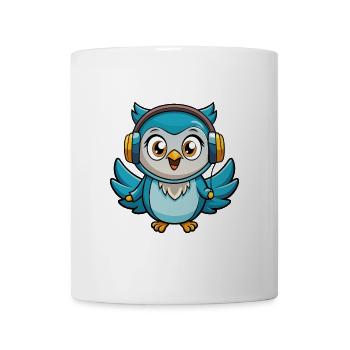 Owl Funny Cartoon Character Headphone Music - Mug - white - Front