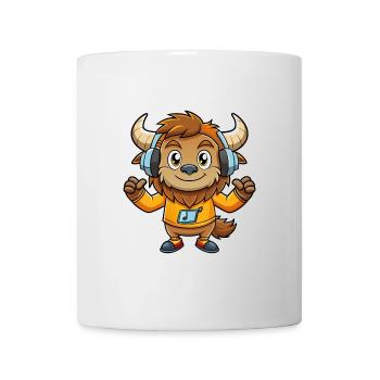 Bison Funny Cartoon Character Headphone Music - Mug - white - Front