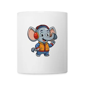 Elephant Funny Cartoon Character Headphone Music - Mug - white - Front
