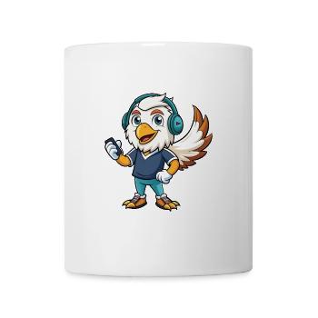 Adler Lustige Zeichentrickfigur Kopfhörer Musik - Tasse - Weiß - Vorne