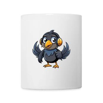 Krähe Lustige Zeichentrickfigur Kopfhörer Musik - Tasse - Weiß - Vorne