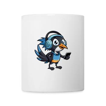 Magpie Funny Cartoon Character Headphone Music - Mug - white - Front