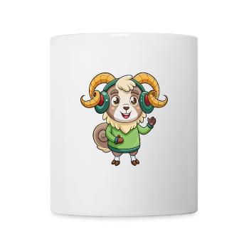 Ram Lustige Zeichentrickfigur Kopfhörer Musik - Tasse - Weiß - Vorne