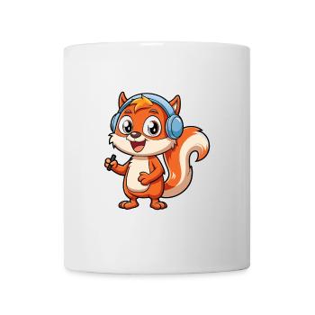 Squirrel Funny Cartoon Character Headphone Music - Mug - white - Front