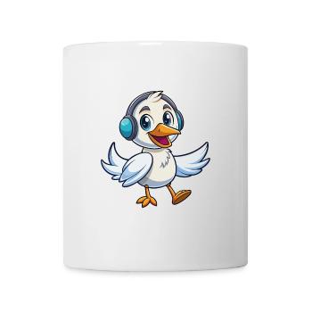 Swan Funny Cartoon Character Headphone Music - Mug - white - Front