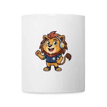 Lion Funny Cartoon Character Headphone Music - Mug - white - Front