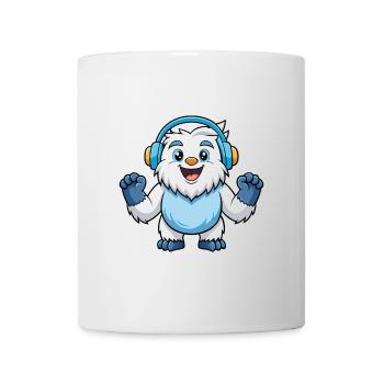 Yeti Funny Cartoon Character Headphone Music - Mug - white - Front
