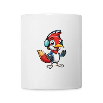 Woodpecker Funny Cartoon Character Headphone Music - Mug - white - Front