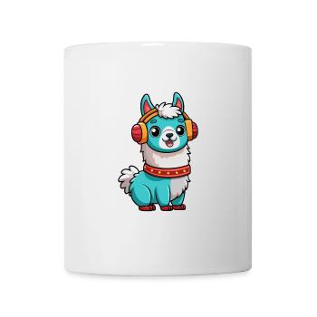 Lama Lustige Zeichentrickfigur Kopfhörer Musik - Tasse - Weiß - Vorne