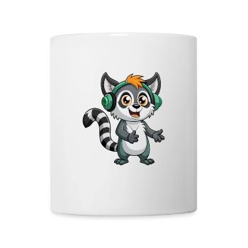 Lemur Lustige Zeichentrickfigur Kopfhörer Musik - Tasse - Weiß - Vorne