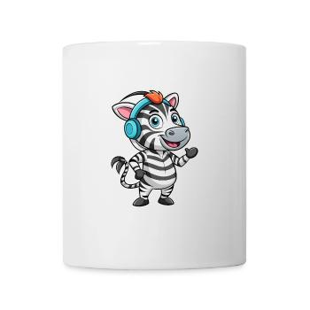 Zebra Lustige Zeichentrickfigur Kopfhörer Musik - Tasse - Weiß - Vorne