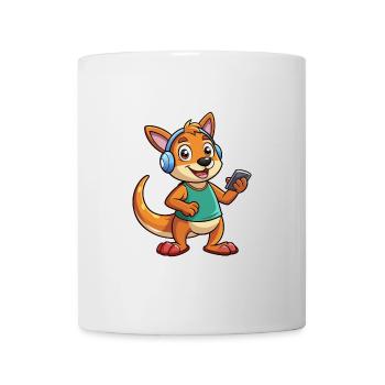 Kangourou Drôle Dessin Animé Personnage Casque Musique - Mug blanc - blanc - Devant