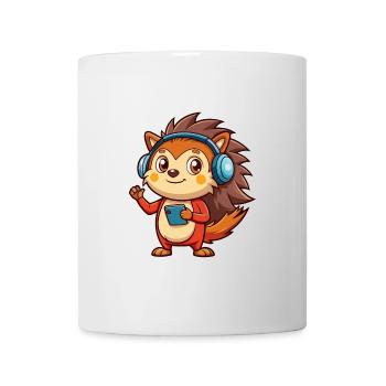 Igel Lustige Zeichentrickfigur Kopfhörer Musik - Tasse - Weiß - Vorne