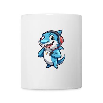 Requin Drôle Dessin Animé Personnage Casque Musique - Mug blanc - blanc - Devant