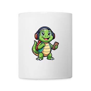 Turtle Funny Cartoon Character Headphone Music - Mug - white - Front