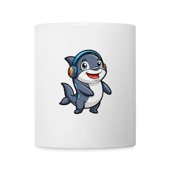 Orca Lustige Zeichentrickfigur Kopfhörer Musik - Tasse - Weiß - Vorne