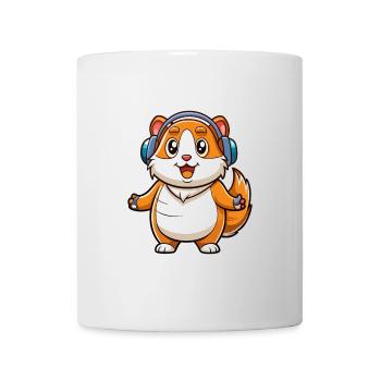 Cochon d’Inde Drôle Dessin Animé Personnage Casque Musique - Mug blanc - blanc - Devant