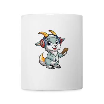 Ziege Lustige Zeichentrickfigur Kopfhörer Musik - Tasse - Weiß - Vorne