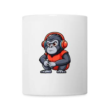 Gorilla Funny Cartoon Character Headphone Music - Mug - white - Front