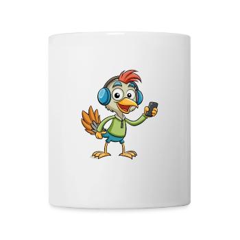 Strauß Lustige Cartoon Figur Kopfhörer Musik - Tasse - Weiß - Vorne