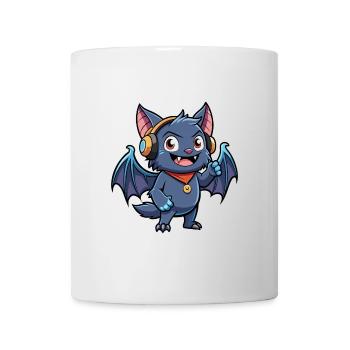 Fledermaus Lustige Zeichentrickfigur Kopfhörer Musik - Tasse - Weiß - Vorne