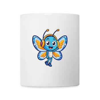 Papillon Drôle Dessin Animé Personnage Casque Musique - Mug blanc - blanc - Devant