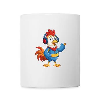 Hahn Lustige Zeichentrickfigur Kopfhörer Musik - Tasse - Weiß - Vorne