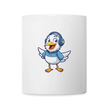 Seagull Funny Cartoon Character Headphone Music - Mug - white - Front