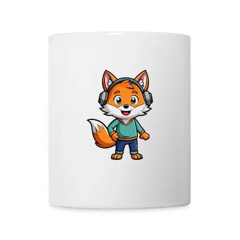 Fuchs Lustige Zeichentrickfigur Kopfhörer Musik - Tasse - Weiß - Vorne