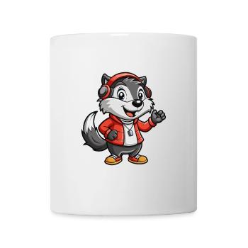 Badger Funny Cartoon Character Headphone Music - Mug - white - Front