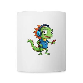 Lizard Funny Cartoon Character Headphone Music - Mug - white - Front