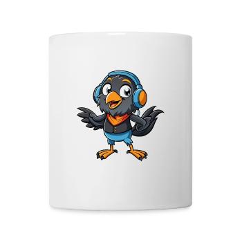 Crow Funny Cartoon Character Headphone Music - Mug - white - Front