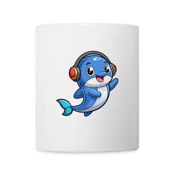 Baleine Drôle Dessin Animé Personnage Casque Musique - Mug blanc - blanc - Devant