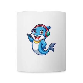 Delfin Lustige Zeichentrickfigur Kopfhörer Musik - Tasse - Weiß - Vorne