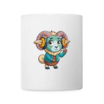 Ram Lustige Zeichentrickfigur Kopfhörer Musik - Tasse - Weiß - Vorne