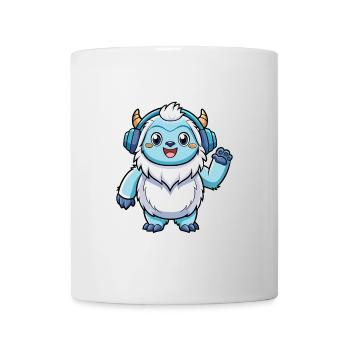 Yeti Lustige Zeichentrickfigur Kopfhörer Musik - Tasse - Weiß - Vorne