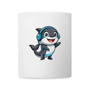 Orca Lustige Zeichentrickfigur Kopfhörer Musik - Tasse - Weiß - Vorne