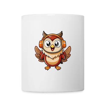 Owl Funny Cartoon Character Headphone Music - Mug - white - Front
