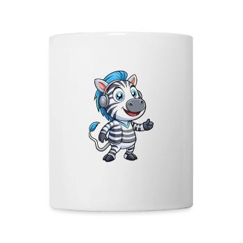 Zebra Lustige Zeichentrickfigur Kopfhörer Musik - Tasse - Weiß - Vorne