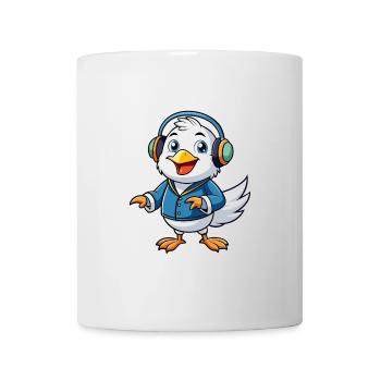 Seagull Funny Cartoon Character Headphone Music - Mug - white - Front