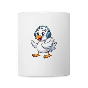 Schwan Lustige Zeichentrickfigur Kopfhörer Musik - Tasse - Weiß - Vorne