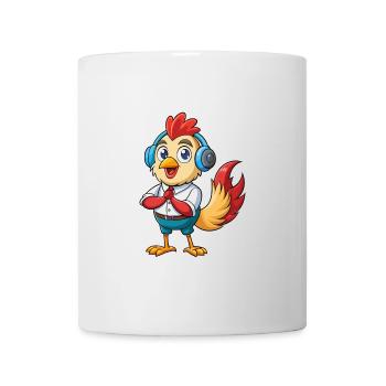 Rooster Funny Cartoon Character Headphone Music - Mug - white - Front
