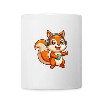 Squirrel Funny Cartoon Character Headphone Music - Mug - white - Front